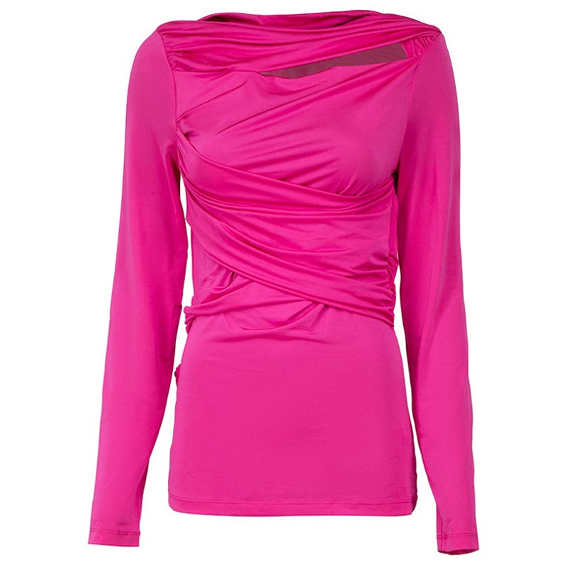 Victoria Beckham Pink Ruched Long Sleeve Top Size M For Sale