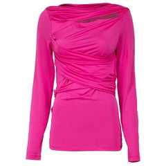 Victoria Beckham Pink Ruched Long Sleeve Top Size M