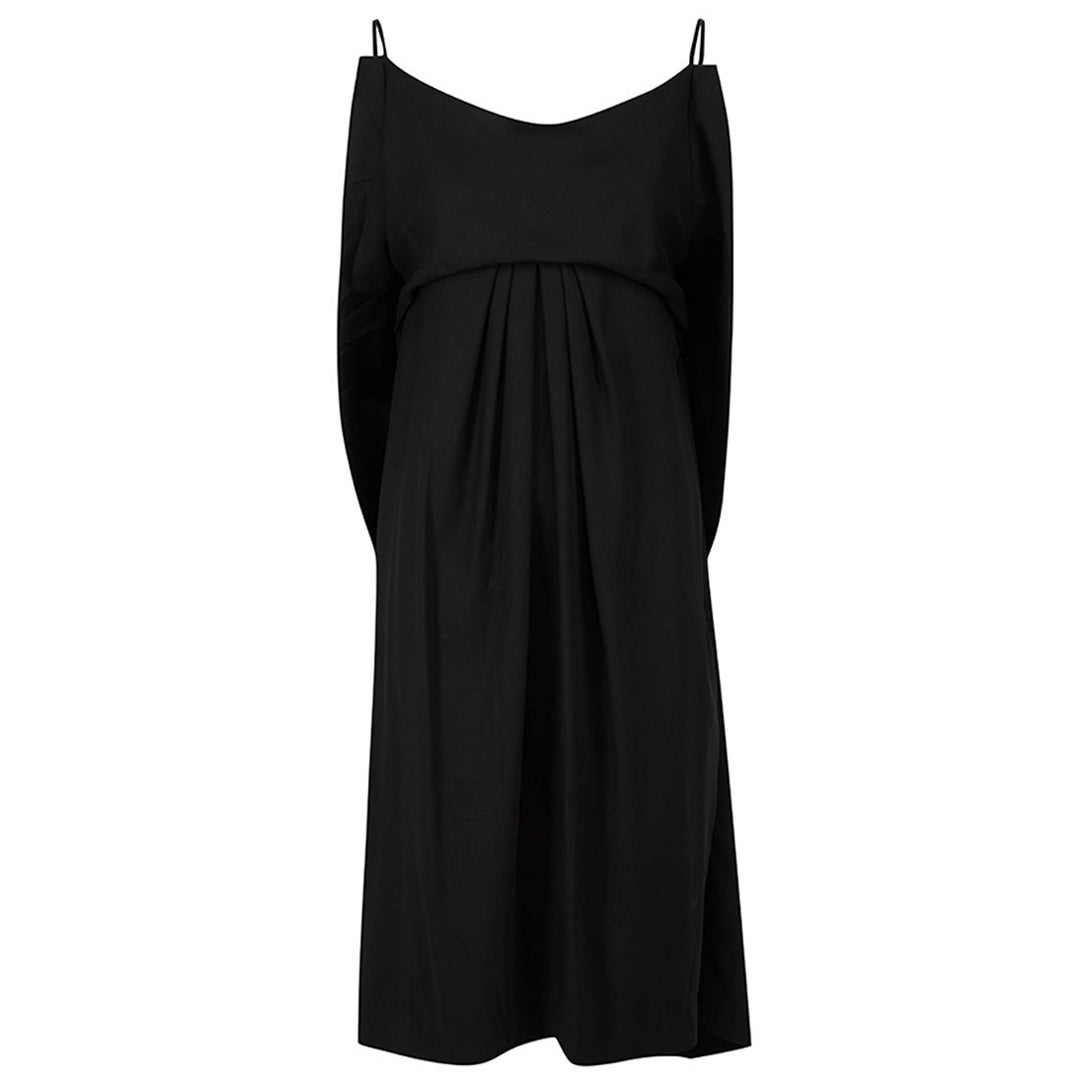 Balenciaga Schwarzes drapiertes Kleid aus Wolle mit Details Größe L im Angebot
