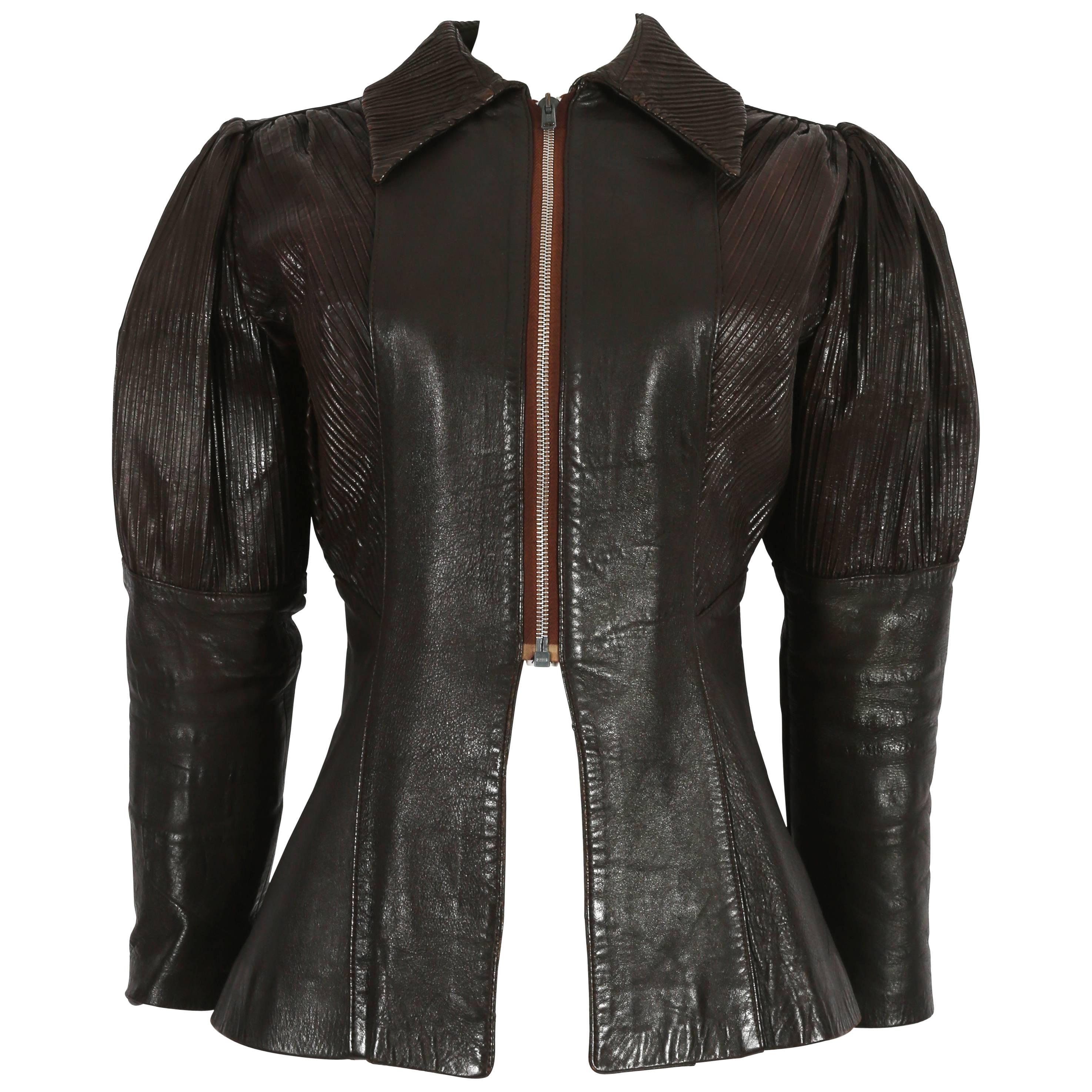 Ossie Clark brown leather 'Rocker' jacket, c. 1966