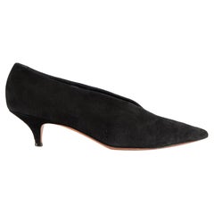 Celine Vintage Black Suede Point Toe Heels Size IT 39