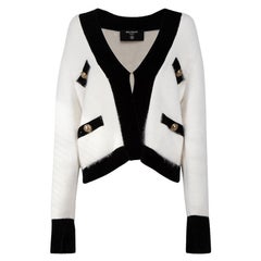 Balmain White Brushed Wool Knit Cardigan Size M