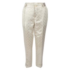 Paul Smith Silver Jacquard Cuffed Crop Trousers Size M