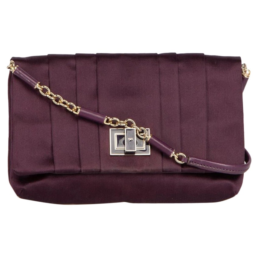 Anya Hindmarch Purple Pleated Satin Clutch For Sale