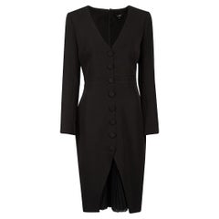 Used Badgley Mischka Black Tailored Buttoned Midi Dress Size M