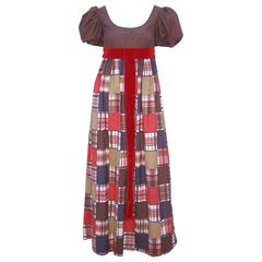 Fun 1960's Eve Le Coq of California Autumnal Patchwork Maxi Dress