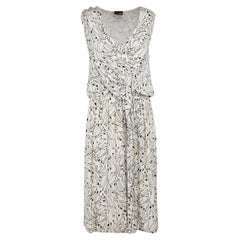 Fendi - Robe midi en maille fine imprimée blanche, taille S