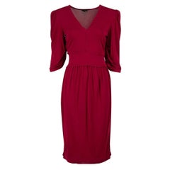 Fendi Burgundy Mid Sleeve Midi Dress Size M