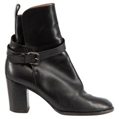 Celine Black Leather Buckle Detail Boots Size IT 37.5
