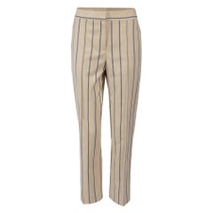 Victoria Beckham Cream Striped Tailored Trousers Size M