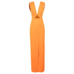 Solace London Neon Orangefarbenes Maxikleid mit tiefem Ausschnitt Größe XS