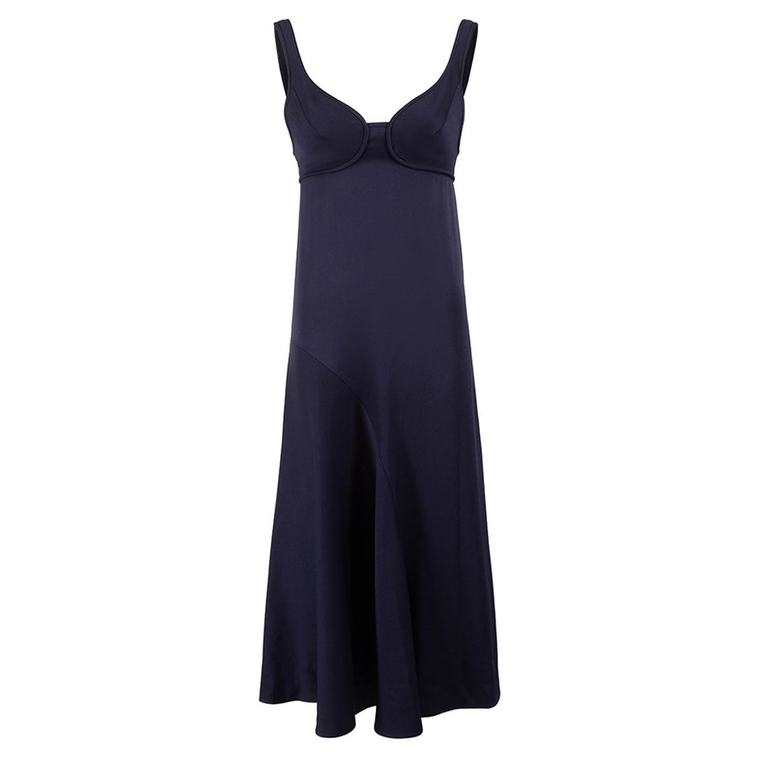 Victoria Beckham Navy Bustier Sleeveless Dress Size S For Sale