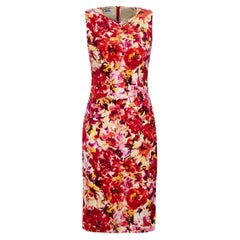 Moschino Red Velvet Floral Sleeveless Midi Dress Size S