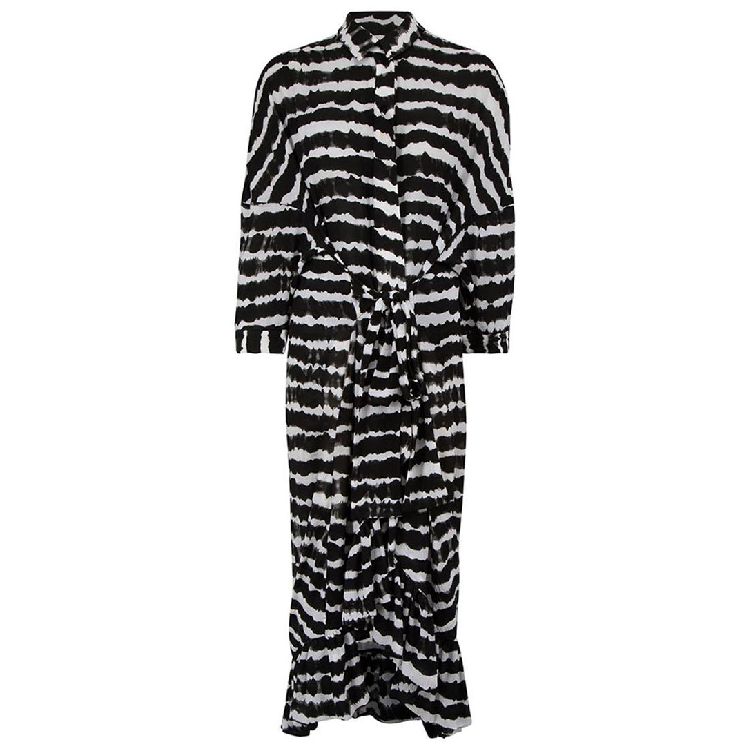 Preen By Thornton Bregazzi Black Stripe Shirt Dress Size L For Sale
