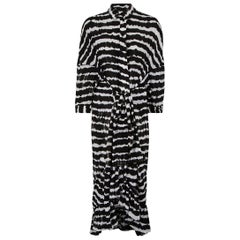 Preen By Thornton Bregazzi Black Stripe Shirt Dress Size L