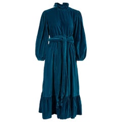 Seraphina Teal Velvet Belted Maxi Dress Size M