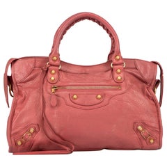 Used Balenciaga Pink Leather Medium Giant 12 Motorcycle City Bag