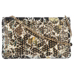 Christian Louboutin Abstract Leather Loubiposh Spike Studded Clutch
