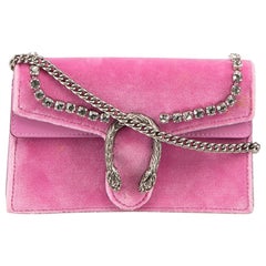 Gucci Pink Velvet Mini Dionysus Embellished Bag