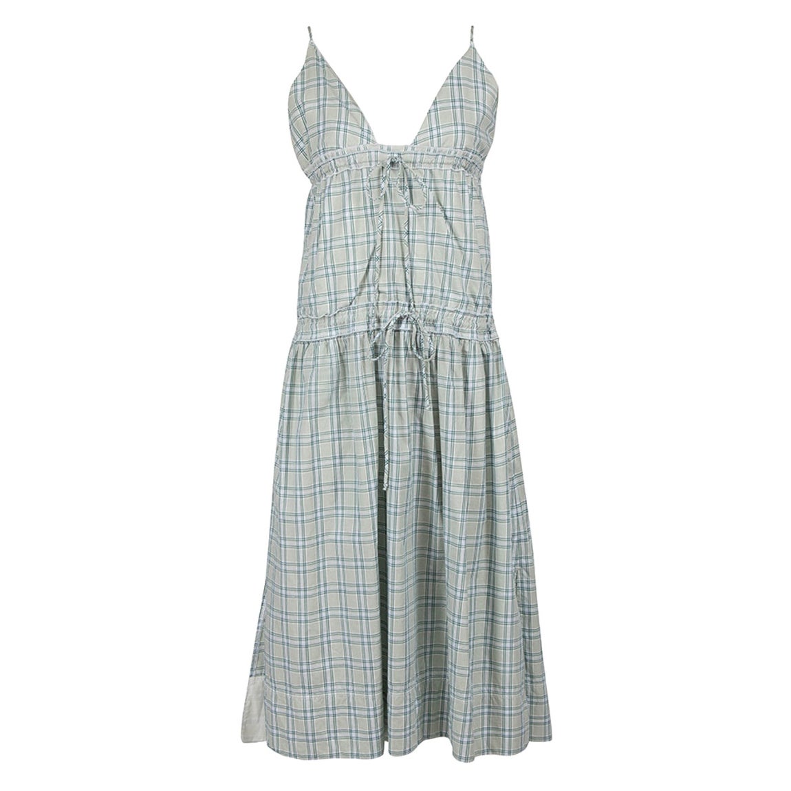 Victoria Beckham VVB Green Cotton Tartan Print Dress Size XS