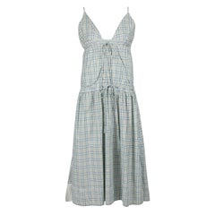 Used Victoria Beckham VVB Green Cotton Tartan Print Dress Size XS