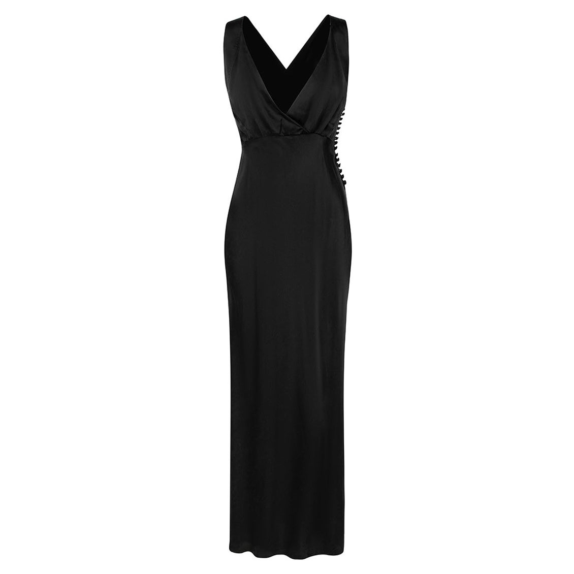 Khaite Black Silk V-Neck Midi Length Dress Size XXS