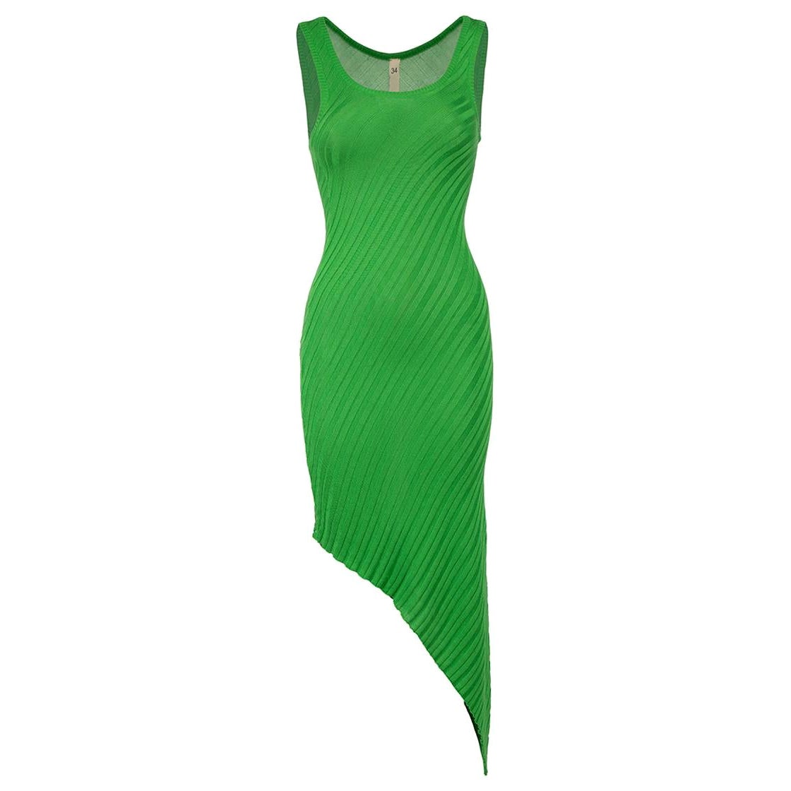 Petar Petrov Green Silk Asymmetric Knit Dress Size XS For Sale