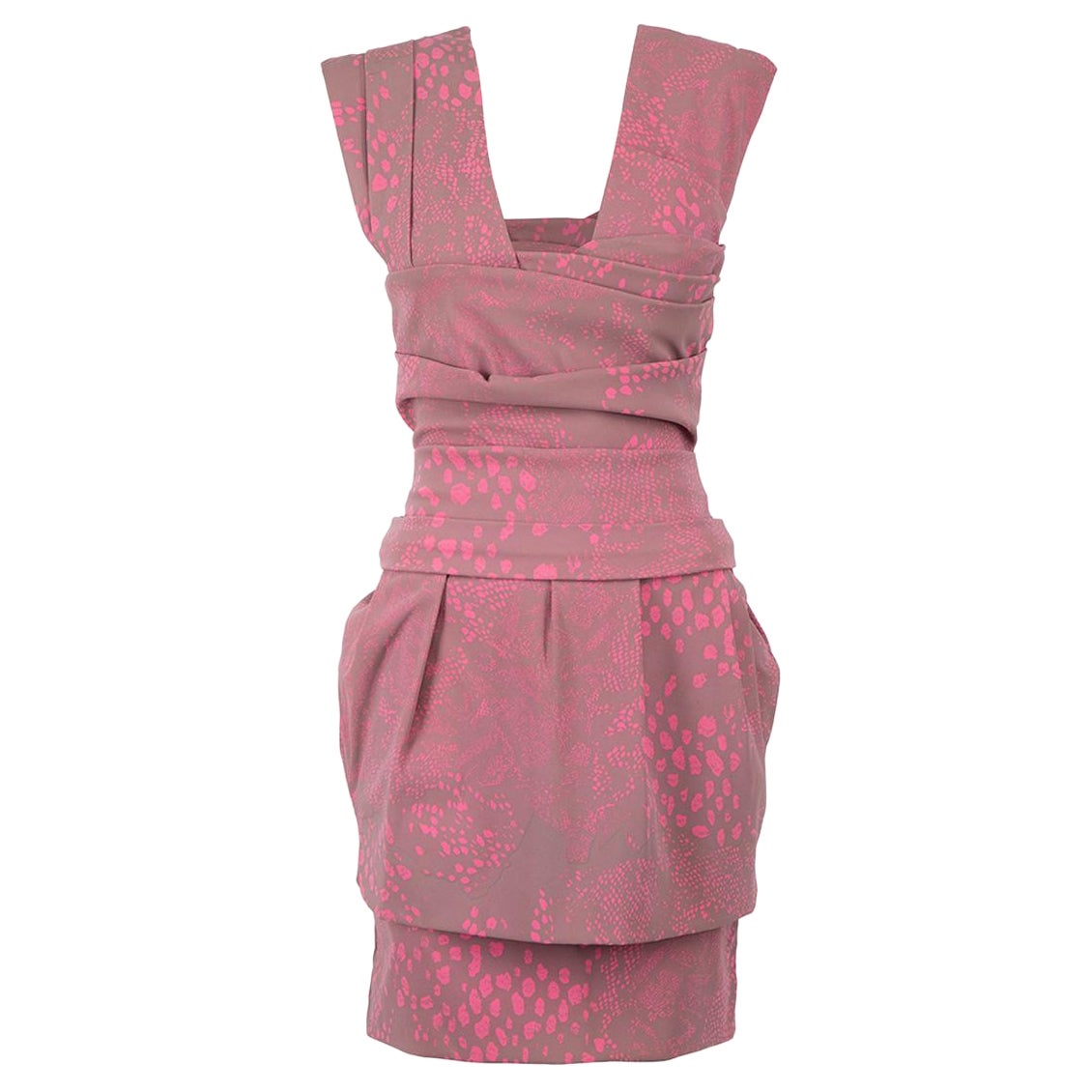 Preen By Thornton Bregazzi Pink Abstract Mini Dress Size S For Sale