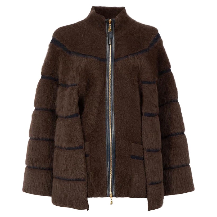 Louis Vuitton Brown Wool Full Zip Cape Size M