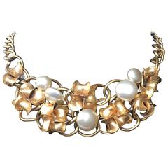 Unsigned gilt and pearl necklace, 1940s