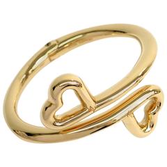 Louis Vuitton LV Gold Dual Heart Charm Twist Cuff With Storage Pouch