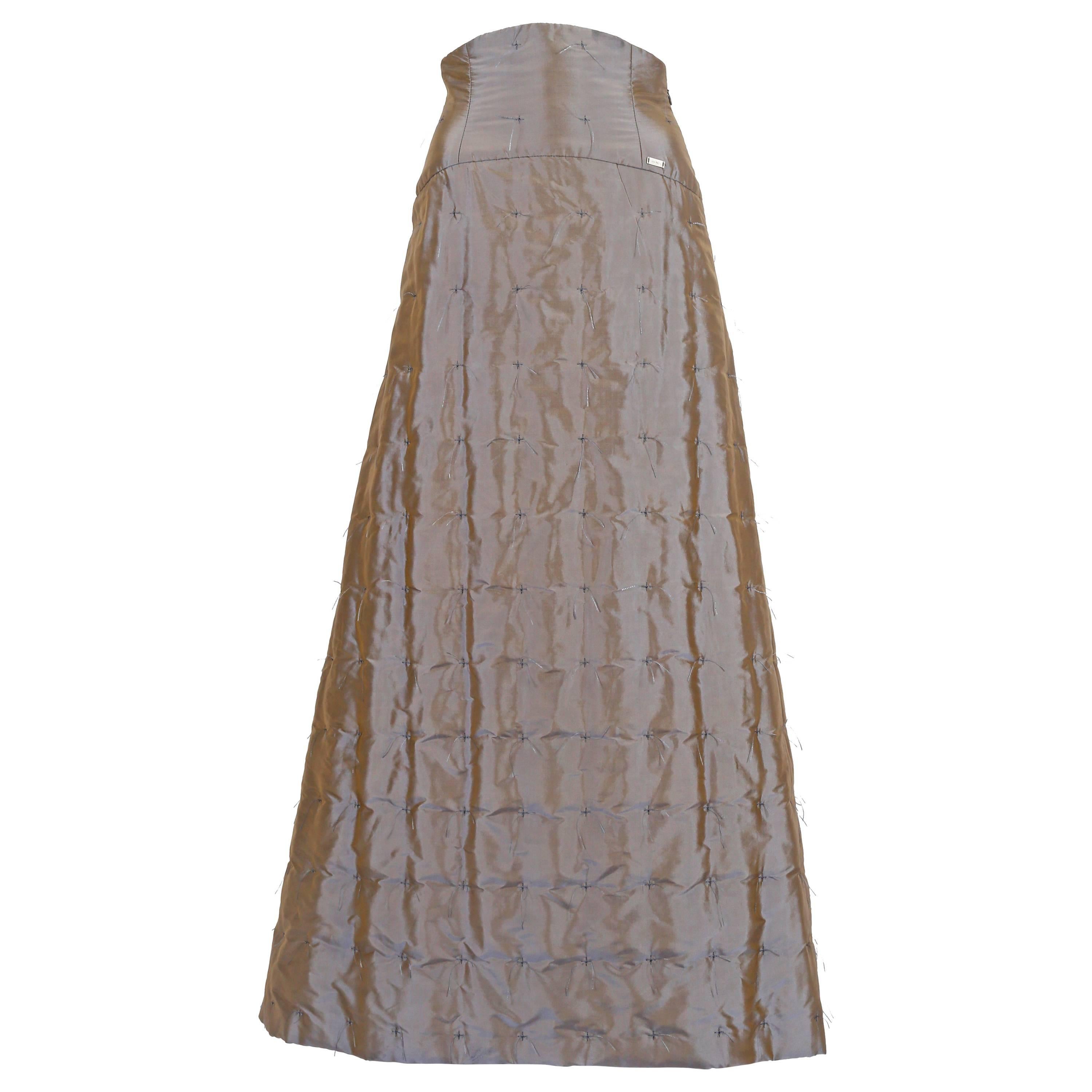 Chanel by Karl Lagerfeld iridescent taffeta quilted evening maxi skirt, fw 1999 For Sale