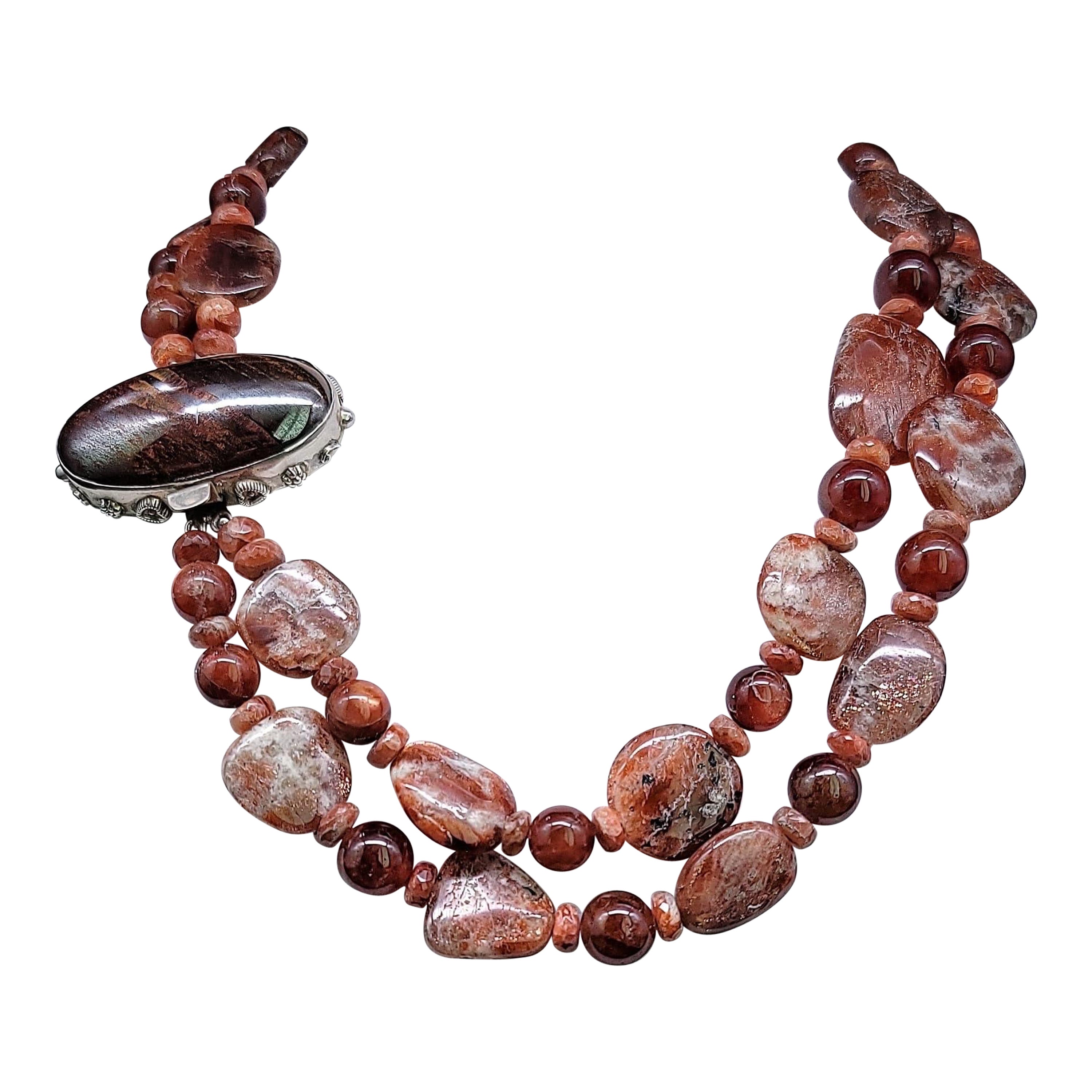 A.Jeschel Radiant Sunstone Specimen necklace. For Sale