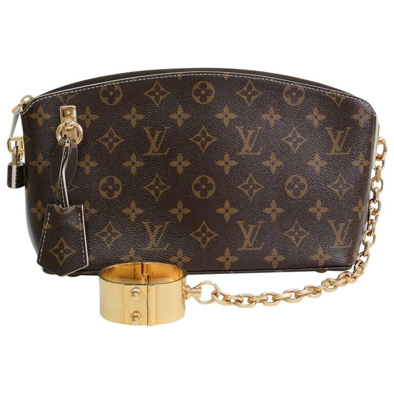 Louis Vuitton Monogram Canvas Gold Chain Clutch Cuff Bag with All  Accessories at 1stDibs