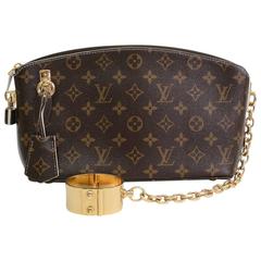 Louis Vuitton Monogram Canvas Gold Chain Clutch Cuff Bag with All Accessories