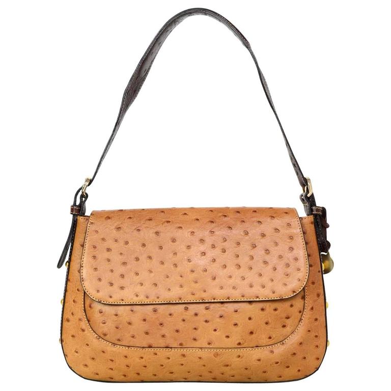 Brahmin Tan Embossed Ostrich Shoulder Bag For At 1stdibs Brahmin Tan Embossed Ostrich Shoulder Bag For