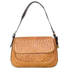 Brahmin Tan Embossed Ostrich Shoulder Bag