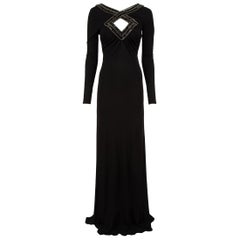 Emilio Pucci Black Embellished V-Neck Dress Size S