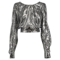 MSGM Silber MSGM Silber Open Back Pailletten Top Größe S