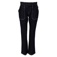 Chloé Navy Contrast Stitch by Stitch Straight Leg Jeans Size M