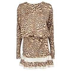 Roberto Cavalli Brown Leopard Print Knee Length Dress Size S