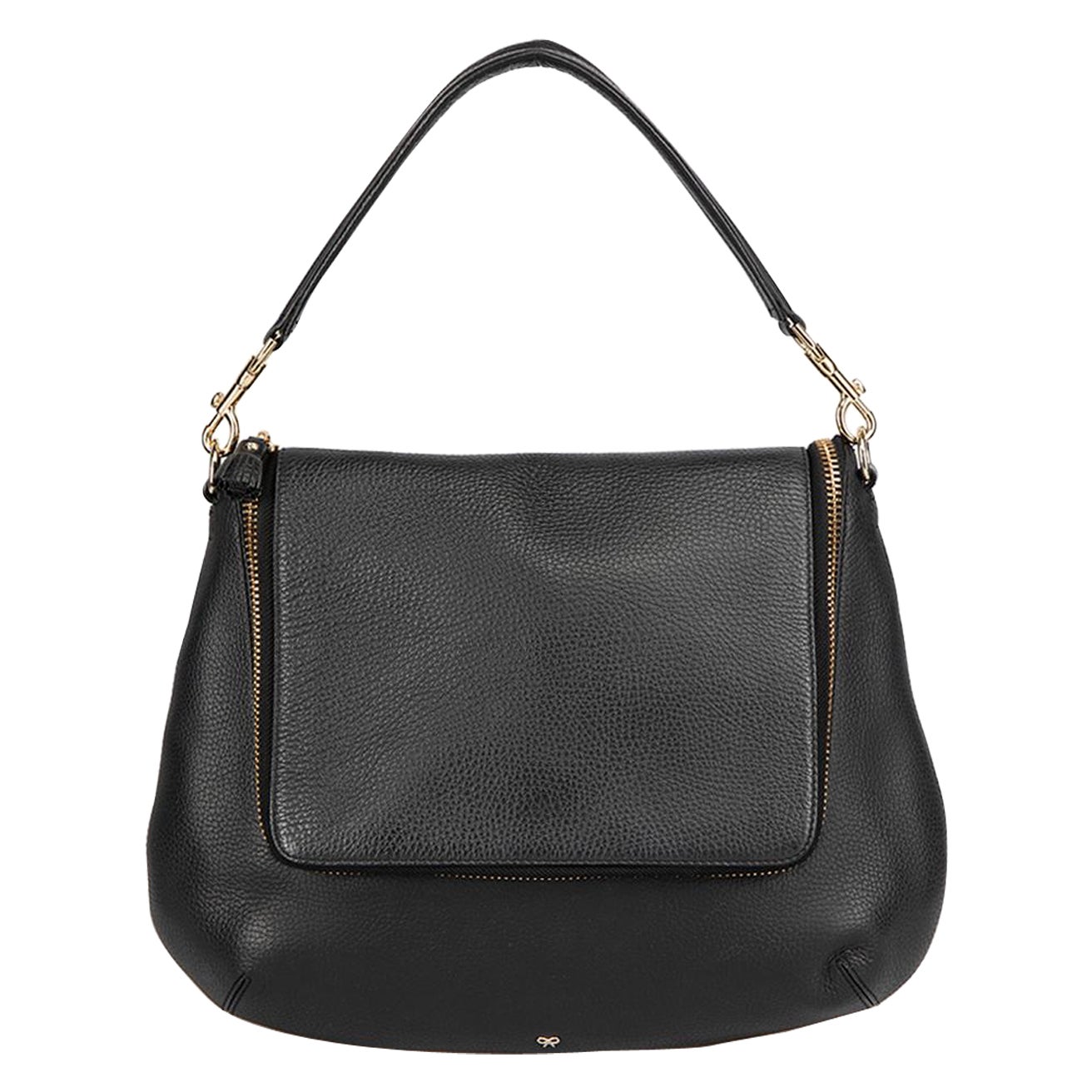 Anya Hindmarch Black Leather Vere Slouchy Bag