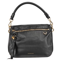 Bolso de asa superior de piel negra Alexander McQueen