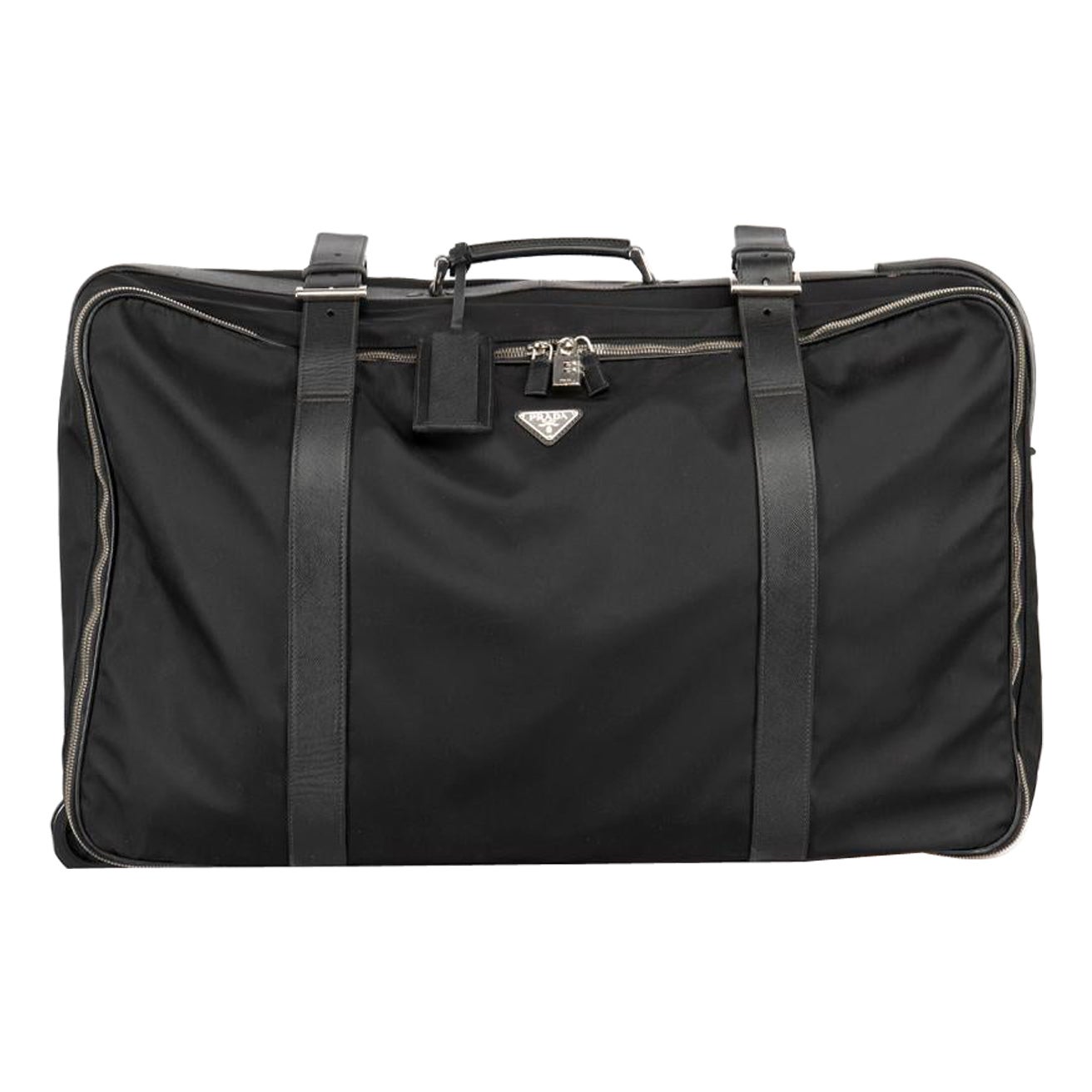 Prada Black Nylon Semi-Rigid Wheeled Suitcase For Sale