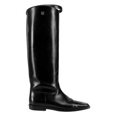 Totême Black Leather Knee Length Boots Size IT 37