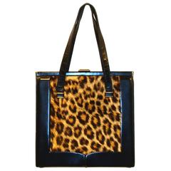 Vintage Large Animal Print Double Handle Handbag