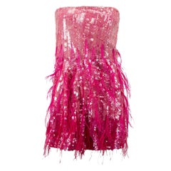 Retrofête Pink Sequin Strapless Mini Dress Size M