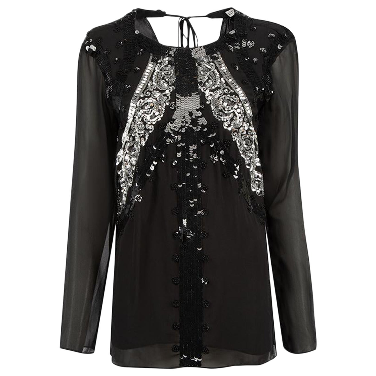 Altuzarra Black Silk Sequin Embellished Top Size M en vente