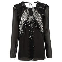 Altuzarra Black Silk Sequin Embellished Top Size M