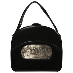 Rare, Oversized Architectural Black Calfskin Bag with Maillard Inset 3